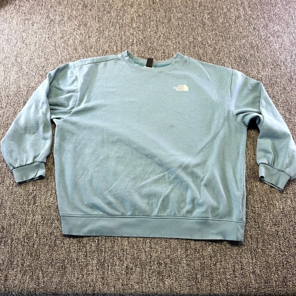 The North Face Sweatshirt Womens XL Blue Fleece Lined Crew Neck Long Sleeve Warm